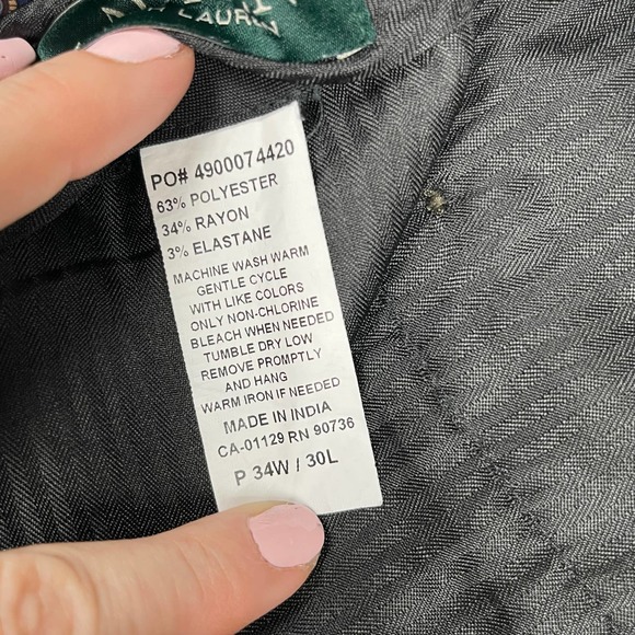 Ralph Lauren Men’s Dress Pants 34X30 Classic Fit‎ Flat Front Pants Black - Picture 9 of 15